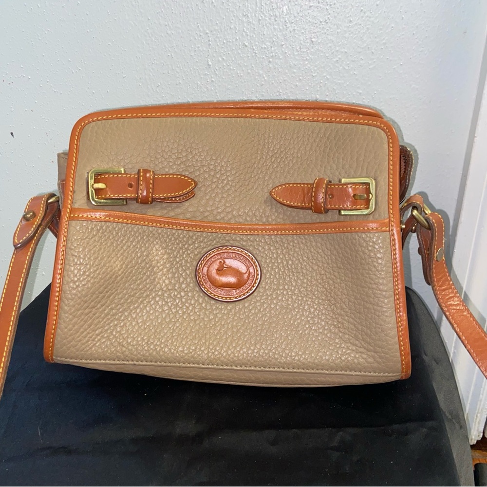 Dooney & Bourke Tan and Brown Crossbody Bag with Classic Design